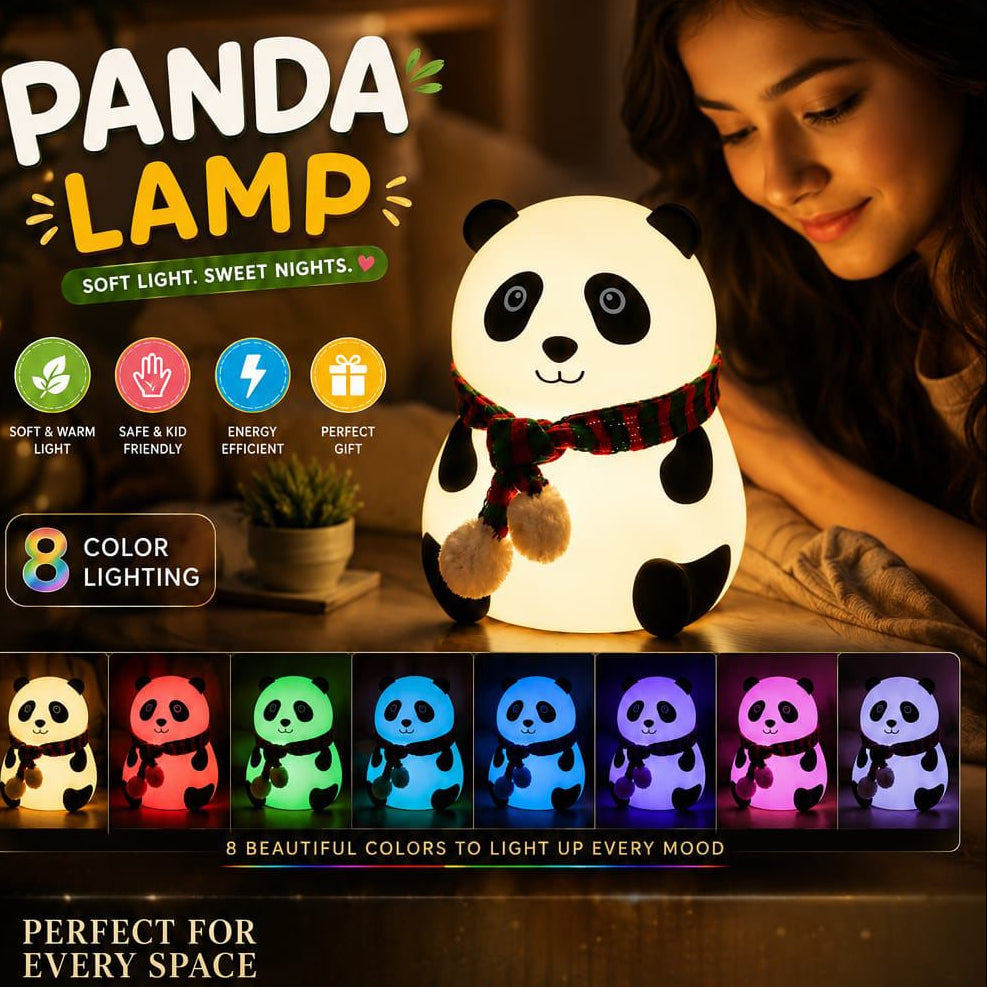 Silicon Panda LED Night Light – Soft Touch USB Rechargeable Lamp
